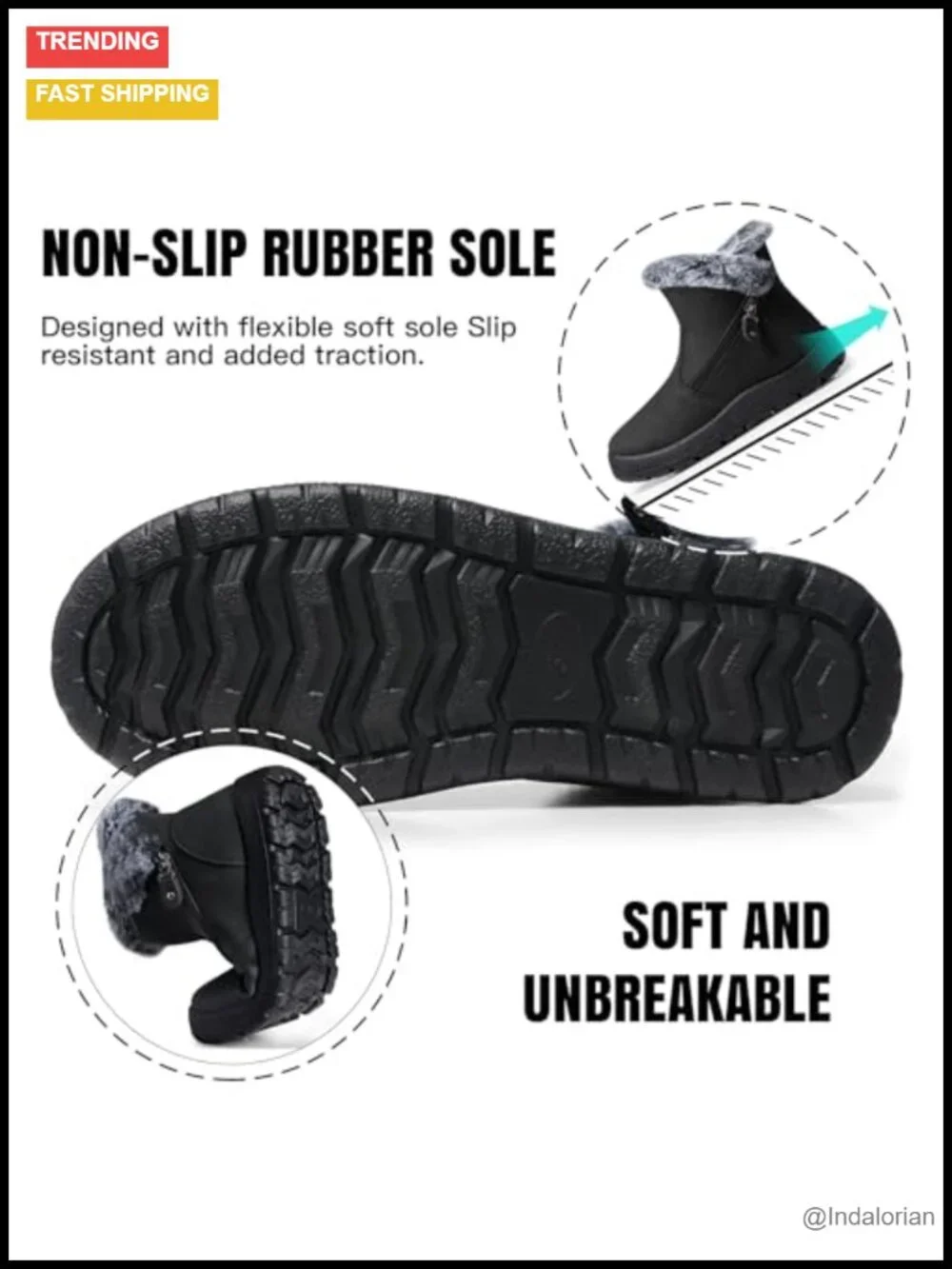 Waterproof Fur Lined Snow Boots with Side Zipper